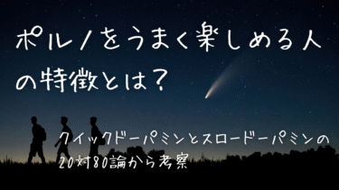 ポルノをうまく楽しめる人の特徴とは？ クイックドーパミンとスロードーパミンの20対80論から考察